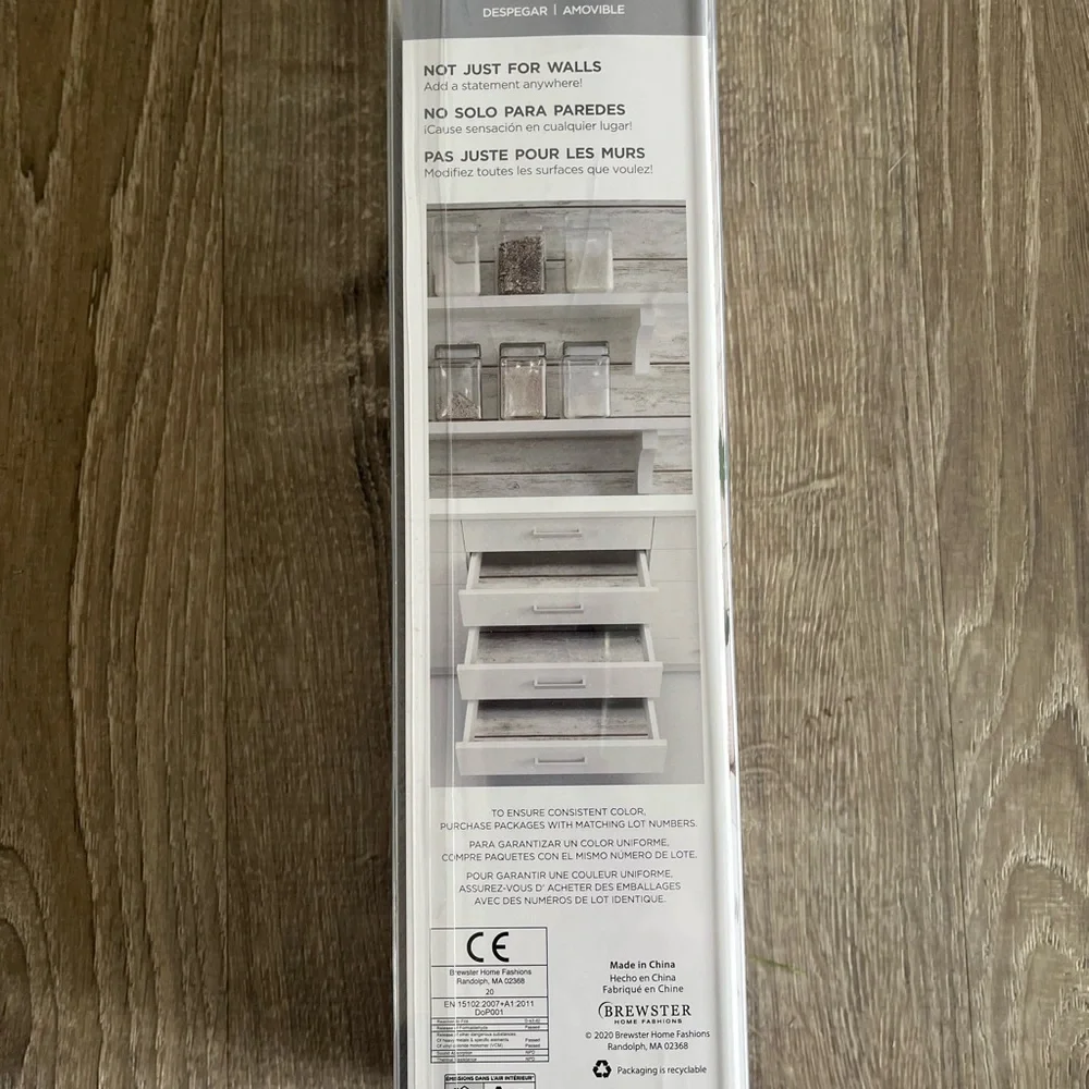 1 Unopened Roll and 1 Partial Roll Peel and Stick Wallpaper White Washed Plank
